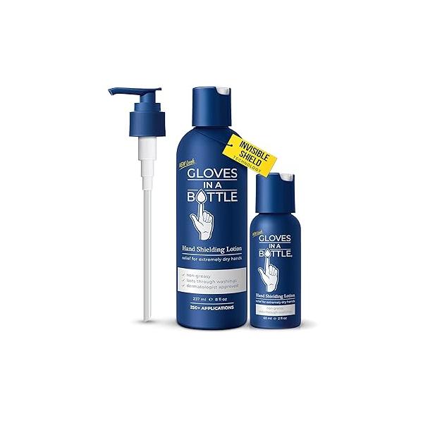 Gloves In A Bottle Hand Lotion for Nurses - Best Travel Cream Dry, Cracked Hands, Eczema & Psoriasis Relief Silicone Glove Healthcare Workers 2 oz