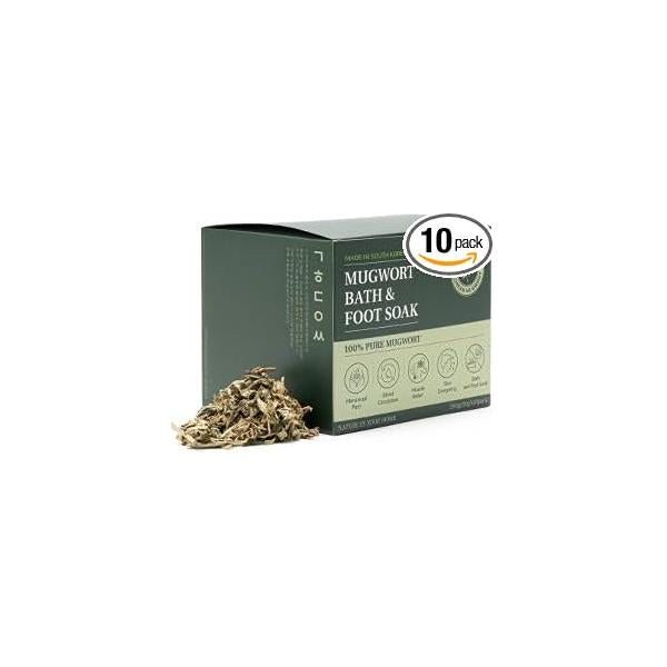 Monage Korean Organic Mugwort Bath and Foot Soak (10 Pack) Natural Home Spa Therapy with Traditional Healing Properties Relaxation Benefits, Skin Soothing, Muscle Relief, Care