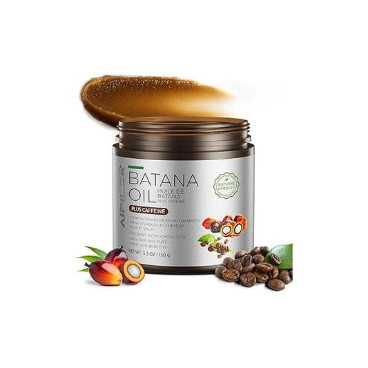 Batana Oil with Caffeine for Men: Boost Hair Growth Support Healthy Scalp Roots and Follicles - Target DHT Seborrheic Stress Loss 5.3oz