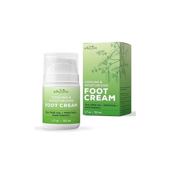 Pumice Valley Foot Cream for Dry Cracked Feet and Heels - Natural Moisturizer, Corn, Calluses Treatment Skin, Body Lotion, Urea, Shea Butter, Jojoba Oil, Vitamin E 1.7 Oz