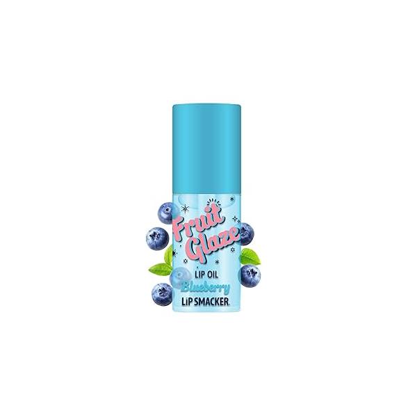 Lip Smacker Fruit Glaze Oil, Ultra-Hydrating & Moisturizing with High-Shine Finish, Plush Applicator for Effortless Glide, Delicious Non-Sticky Flavor - Blueberry
