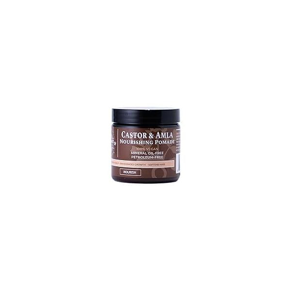 Qhemet Biologics Castor & Amla Nourishing Pomade - Vegan and Scalp Conditioner with Oil Adds Softness, Pliability Sheen to Locs, Cornrows, Twists Loose Hair (4 oz)