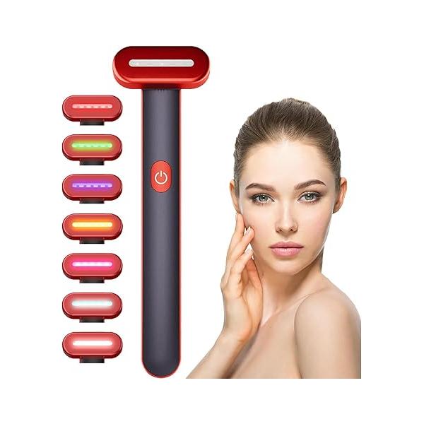 Red-Light-Therapy for Face, 7 Colors LED Light Face Skincare Wand Eye Beauty Device Skin Care at Home - Rejuvenation Neck Chin Tool