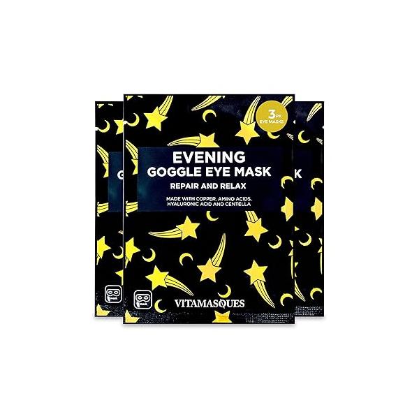 Vitamasques Under Eye Mask, 3-Pack Ultra-Revitalizing Goggle Korean Skin Care, Hydrates & Smooths Fine Lines Tired Looking Eyes - Hyaluronic Acid Centella