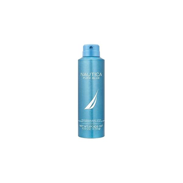 Nautica Pure Blue Deo Body Spray 6 fl oz (Pack of 1), Notes Eucalyptus, Leather, and Vanilla, Men's Fragrance, Long Lasting, Everyday Fragrance