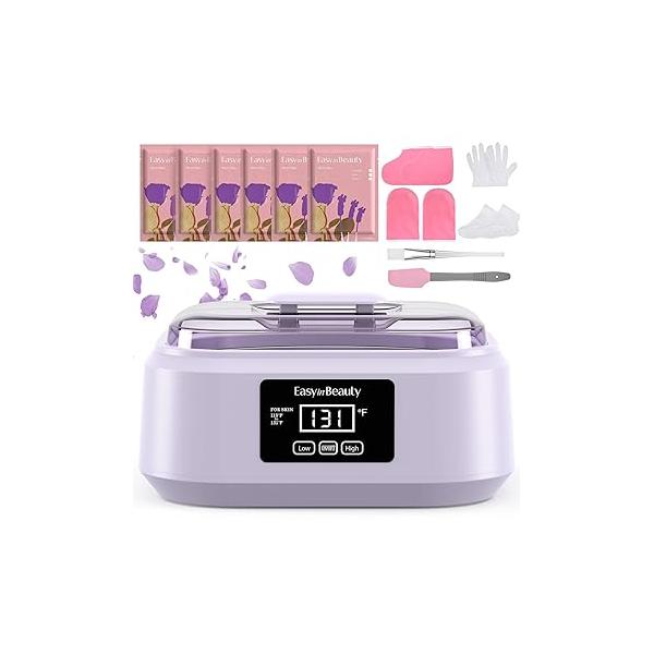 EasyinBeauty Paraffin Wax Machine for Hand and Feet, Touchscreen 3000ml Warmer with 6 Packs Rose (2.64 lbs), Hot Spa Therapy, Bath Smooth & Soft Skin