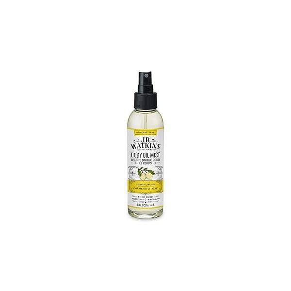 J.R. Watkins Natural Hydrating Body Oil Mist, Lemon Cream, Moisturizing Spray for Glowing Skin, USA Made and Cruelty Free, 6 fl oz, Single