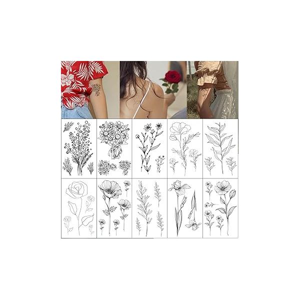 Realistic Moon Sun Stars Space Planets Chain Temporary Tattoos Vertical Spine Tattoo Stickers for Women Men (Self Love)