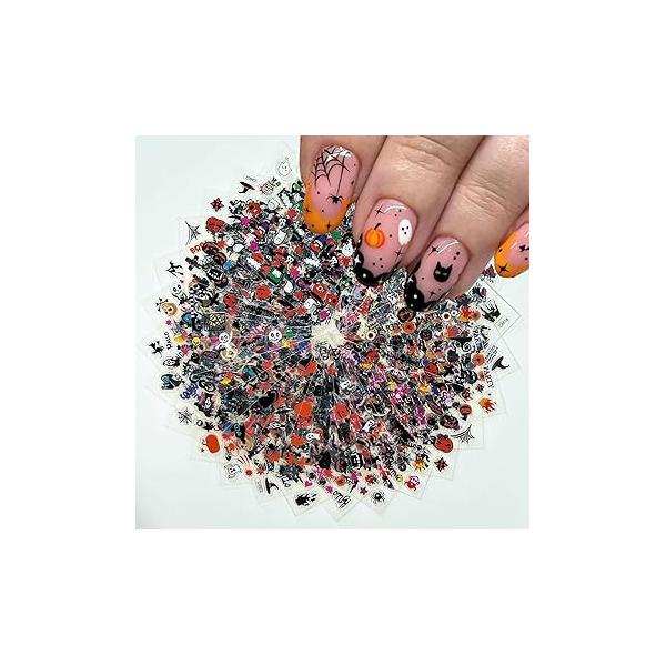 30 Sheets White Flower Nail Art Stickers, with Rhinestones Designs Decals 3D Self Adhesive Stickers Supplies for Nails Decorations