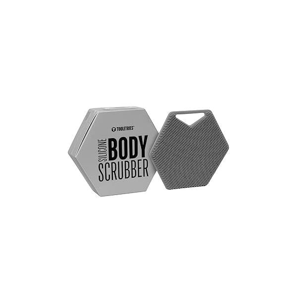 TOOLETRIES Body Scrubber - Exfoliates & Deep Cleans Silicone Shower Bathroom Accessory with Bespoke Bristles and Ergonomic Handles Charcoal