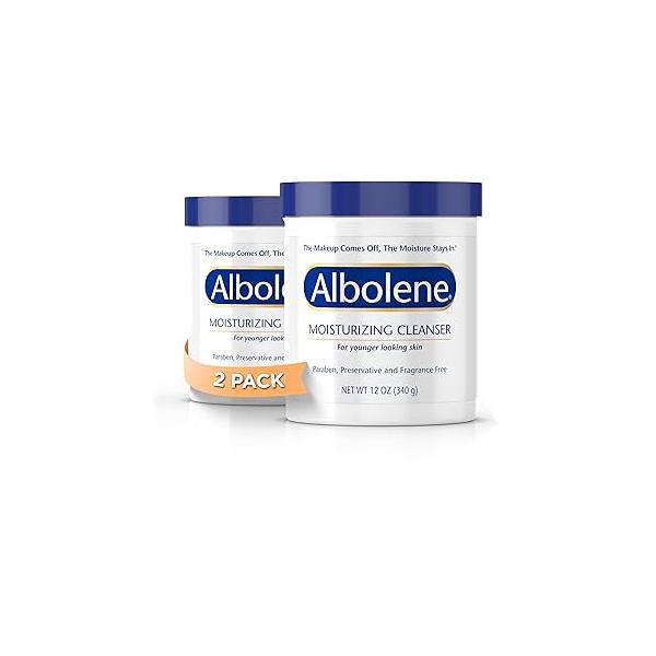 Albolene Face Moisturizer & Makeup Remover - Facial Cleanser Cleansing Balm Fragrance-Free Cream 12 oz (2 Pack)