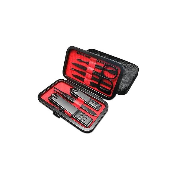 8 PCS Premium Manicure Set, AULLUA Nail Clippers, Professional Grooming Gift Kit, Pedicure Stainless Steel Facial, Cuticle, Care Tools with Luxurious Portable Travel Case, for Men & Women