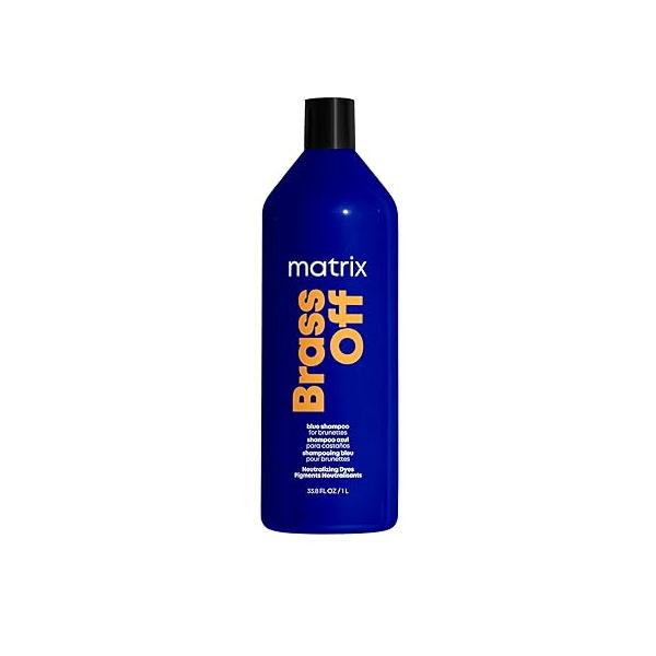 Matrix Brass Off Toning Blue Shampoo - Refreshes and Neutralizes Brassy Tones, For Color Treated Hair, Lightened Brunettes or Dark Blondes
