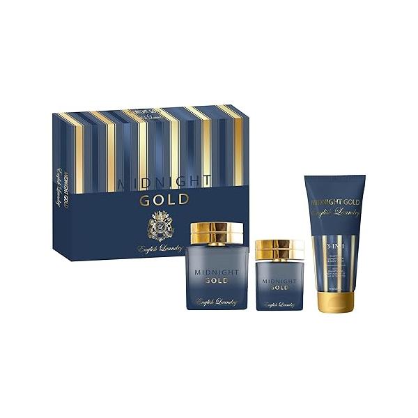 English Laundry Midnight Gold Eau de Parfum 3 Piece Gift Set, 3.4 fl. oz.