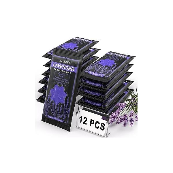 Natural Paraffin Wax Refills, 12-Pack Blocks of Lavender Scent for Bath, Hand and Feet Deep Hydration, Moisturizing Nourish(Lavender)