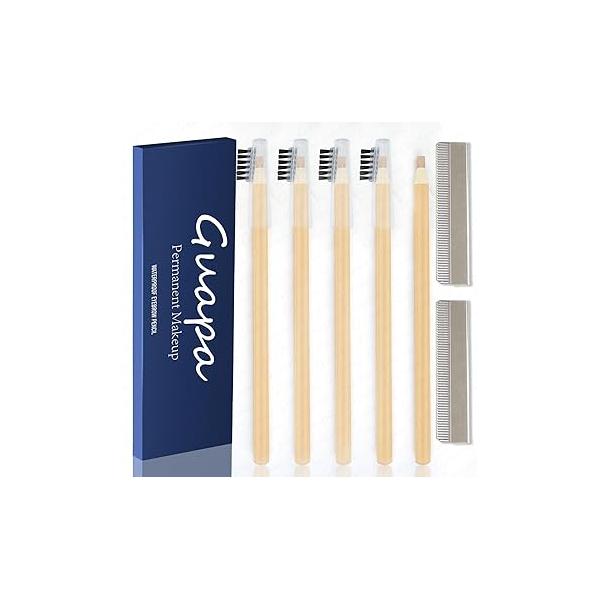 Guapa Microblading Eyebrows Pencil Waterproof Pull Cord Peel-off Brow Set for Marking, Filling and Outlining, Tattoo Makeup Permanent Eye LIner Beauty (5pcs, Brown)