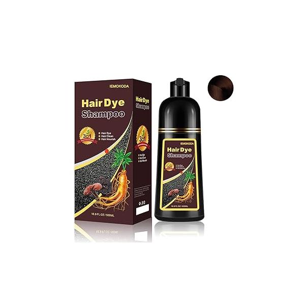 Herbal Light Brown Hair Color Shampoo - 3 in 1 Lasting Dye for Women & Men, 17.60 Fl Oz