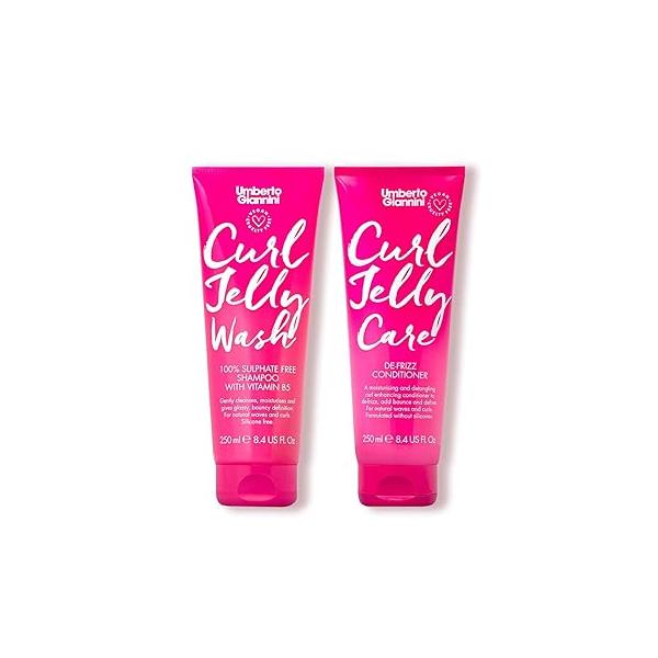 Umberto Giannini Curl Jelly Shampoo & Conditioner - Wash Care Vegan, Cruelty Free, Sulfate Free for Curly or Wavy Hair No Frizz