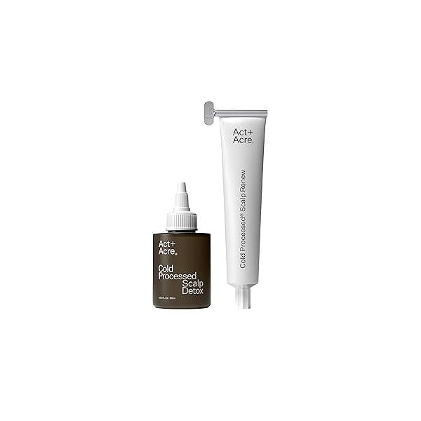 Act+Acre Cold Processed Vitamin E Scalp Detox Oil and BHA Salicylic Acid Exfoliator - For Dandruff Dry Itchy Hair Growth Treatment for Thinning Exfoliating Mask Itch