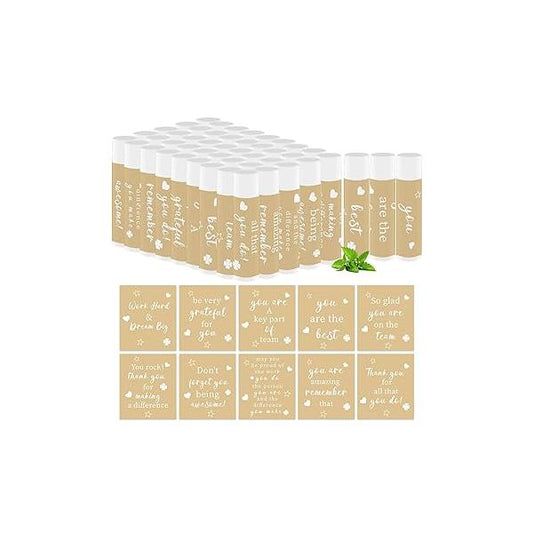 50 PCS Appreciation Gifts Lip Balms Bulk,Thank You Staff Lips Care Products for Team Coworkers Teacher Party Volunteers Employee Leaving Farewell