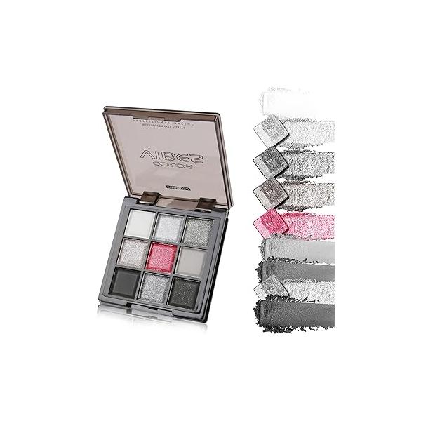 9 Colors Eyeshadow Palette - Dark Punk Smoky Theme, High Pigmented Blendable Matte & Glitter Shimmer Finishes, Long Lasting Eye Makeup for Christmas Music Festivals(Dark Smoky)