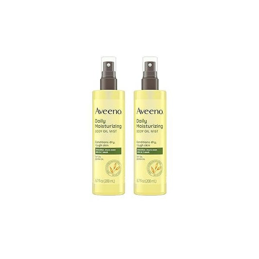 Aveeno Daily Moisturizing Body Oil Mist with Oat & Jojoba for Dry Sensitive Skin, Nourishing Spray Smoother Paraben-, Silicone- Alcohol-Free, Twin Pack, 6.7 fl. oz, 2 Pack