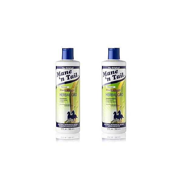 Mane 'n Tail: Herbal Gro Shampoo + Conditioner (12 oz Each), Olive Oil Complex That Helps Strengthens & Nourishes Hair