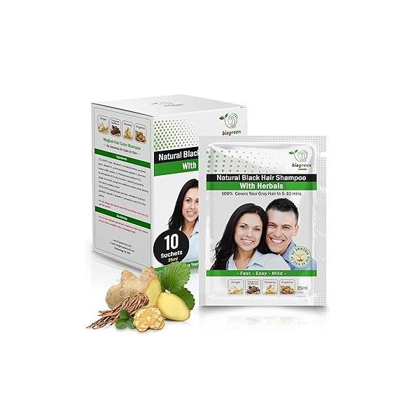 Ammonia-Free & Paraben Free Herbal Hair Shampoo - Dye for Women Men Natural Color and Nourishment No Stain on Skin Black (400 ml)