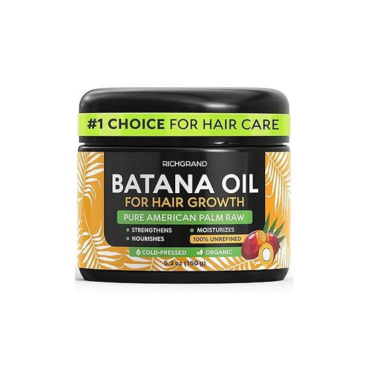 Batana Oil for Hair Growth - 100% Raw & Organic Dr Sebi Cold-Pressed Pure Unrefined Mask Women Men Enhances Thickness, Prevents Loss