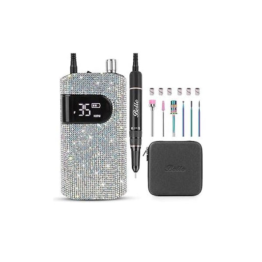 Belle Professional Nail Drill Machine - 35000RPM Brushless Motor Electric File for Acrylic/Gel Nails, Portable E-File with 6 Bits & Sanding Bands, Salon Home Use Manicure Pedicure Kit