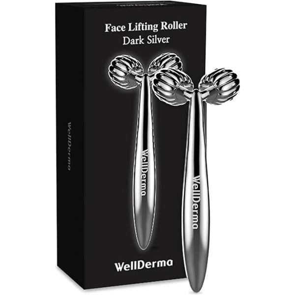 WellDerma Face Lifting Dark Silver Roller Ergonomic and V-Lines Massage