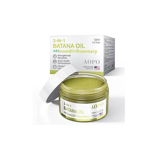 Batana Oil For Hair Growth - 3in1 Serum, 4.2 oz, + Minoxidil Rosemary, Thinning & Scalp Care