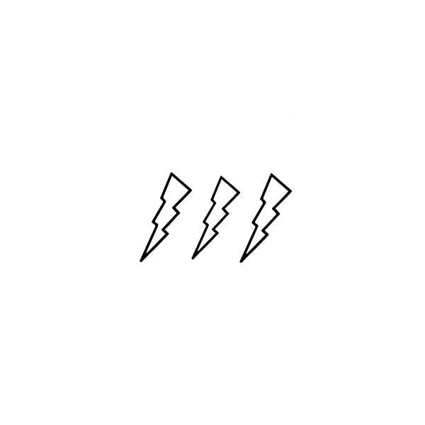Small Cute Temporary Tattoo Sticker Set of 2 - Minimalist Geometric Lightning Simple Totem Symbols Designs for Hand Neck Face Wrist Finger, Waterproof Fake Body Art