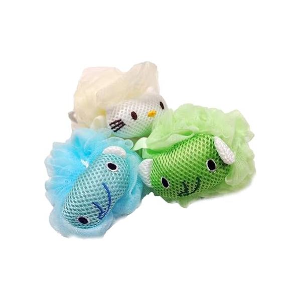 Loofah Sponge,3 Pack Shower Sponge,Mesh Brush Luffa Body Scrubber Gift for 2-14 Year Old Boy and Girl,Bath Toy Kid,Baby Essential Skin Care, Soft Bathing Accessories