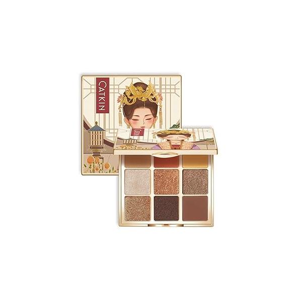 Catkin Eyeshadow Palettes 9 Blendable Shades Smooth Long Lasting Matte and Glitter Eye Makeup Highly Pigmented C08 Morandi