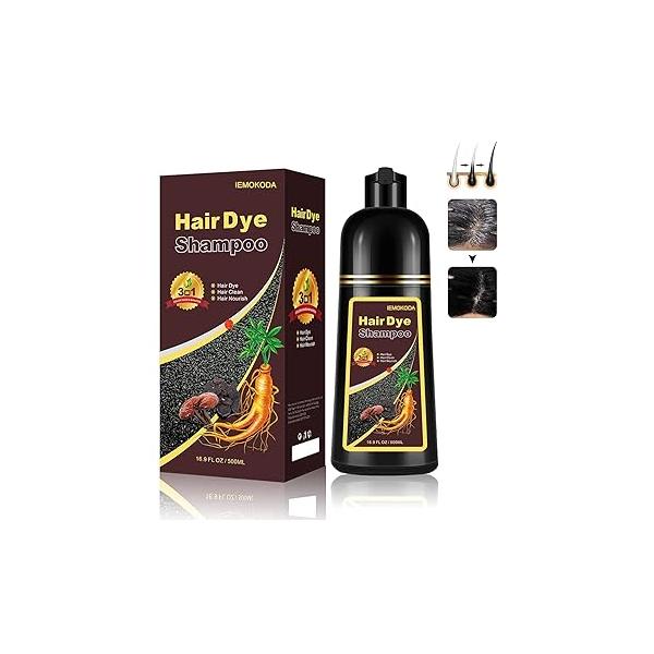 Herbal Light Brown Hair Color Shampoo - 3 in 1 Lasting Dye for Women & Men, 17.60 Fl Oz