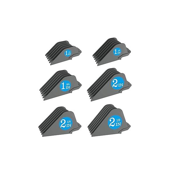 Clipper Guards for Wahl 10 12 14 16 18 20 Hair 6pcs Extra Long Guard Attachments 2.5 Inch Guides Multiple Sizes Universal 2.5", 2.25", 2", 1.75", 1.5", 1.25" (Dark Gray)