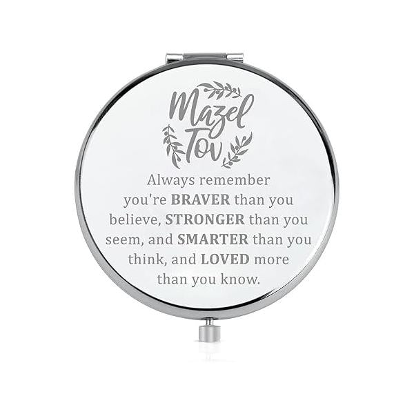 FEELMEM Mazel Tov Good Luck Compact Mirror Bat Mitzvah Gift Jewish Party Congratulations Hanukkah