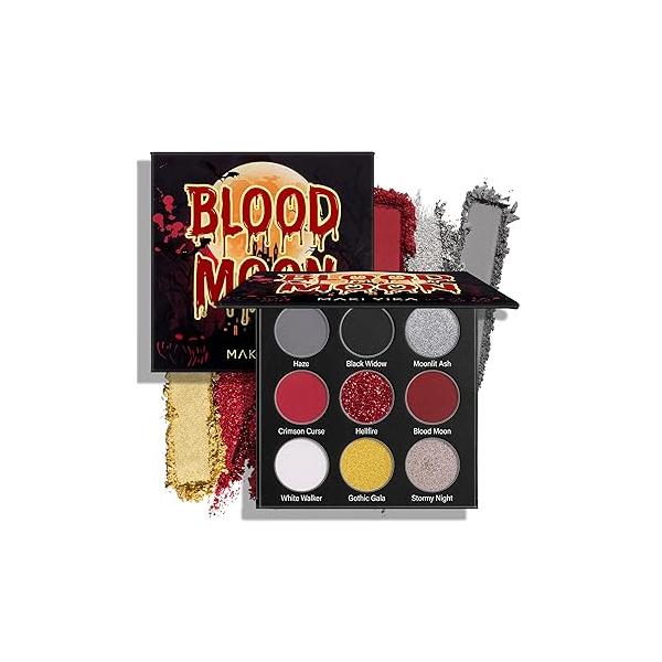 MAKI YIKA Black Grey Smokey Eyeshadow Palette, Matte White Gray Silver Smoky Eye Shadow, 9 Colors Long Lasting Makeup For Goth Look