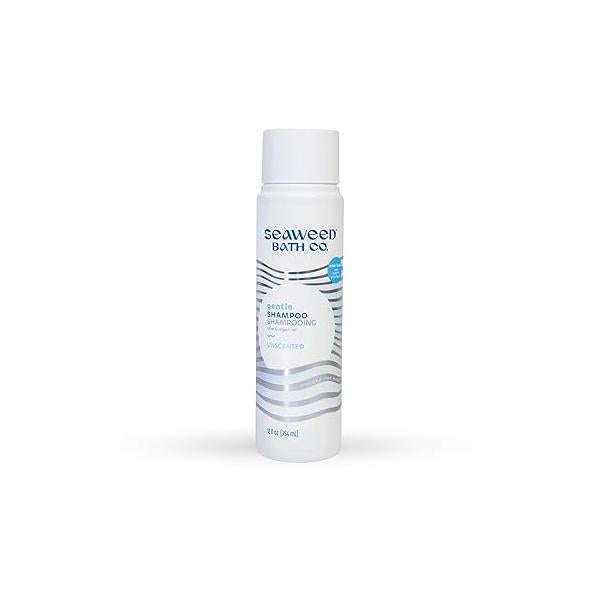 Seaweed Bath Co. Gentle Shampoo, Unscented, 12 Ounce, Sustainably Harvested Seaweed, Aloe, Argan Oil, for Sensitive Scalps and All Hair Types