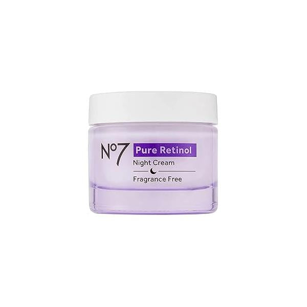 No7 Pure Retinol Night Cream - Collagen-Boosting that Visibly Smoothes, Plumps & Firms Complexion Dermatologist Approved Fragrance-Free (1.69 Fl Oz)