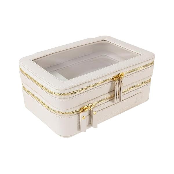 SANHECUN Clear Travel Toiletry bag Case Carry on Accessories Bag Makeup Bag(White, SHC-TL-2)