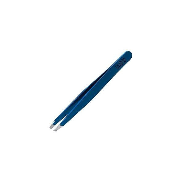 Rubis Classic Stainless Steel Slanted Tweezers for Precise Eyebrows and Hair Removal, 1K109, Made in Switzerland, Blue