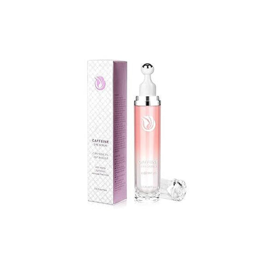 5% Caffeine Eye Serum, Cream with 360°Massage Ball for Puffiness, Fine Lines and Wrinkles, 0.5 fl.oz Under Roller Cream, Efficient in Firming Eyelids