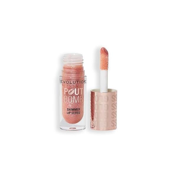 Revolution, Pout Bomb Shimmer Gloss, High-Shine Lip Gloss & for Glossy Lips with Hyaluronic Acid Sweet Vanilla Scent, Berry Lustre, 0.15 Oz