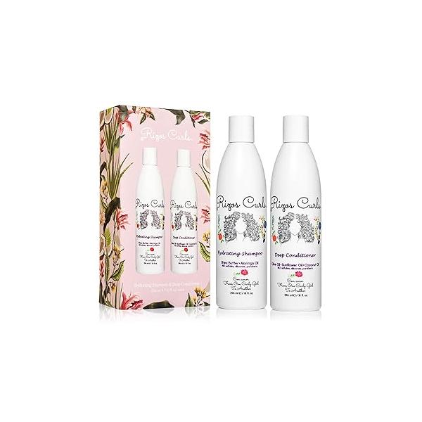 Rizos Curls Wash Day Bundle Hydrating Shampoo & Deep Conditioner Set with Shea Butter for Every Curl Pattern 1a-4c Gently Cleanses, Moisturizes, Softens Adds Shine Sulfate Paraben Free