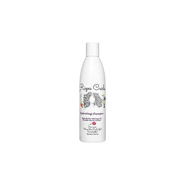 Rizos Curls Hydrating Shampoo, Gently Cleanse, Deeply Moisturizes & Nourishes Scalp, Soft Healthy Hair from Shea Butter Moringa Oil, For All Types 1a - 4c, 10 oz