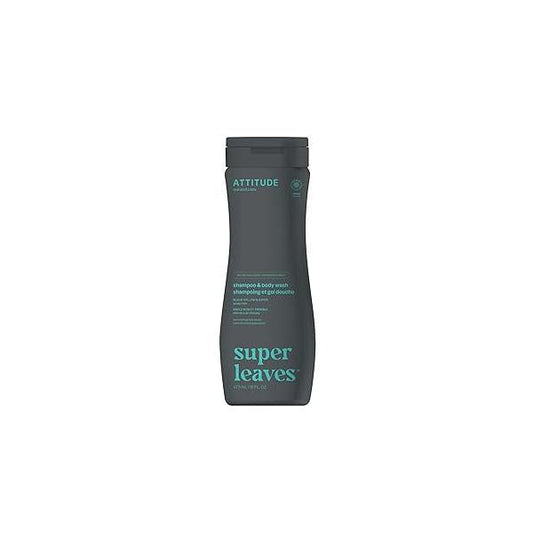 ATTITUDE 2-in-1 Body Wash and Hair Shampoo, EWG Verified Shower Gel, Dermatologically Tested, Made with Naturally Derived Ingredients, Vegan Personal Care, Black Willow Aspen, 16 Fl Oz