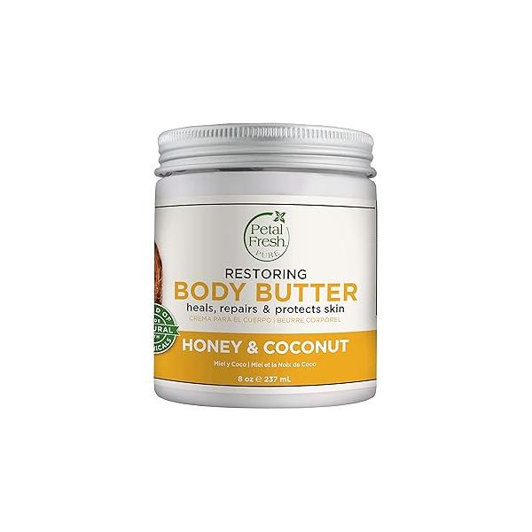 Petal Fresh Pure, Restoring Body Butter, Heals, Repairs & Protects Skin with Honey Coconut Oil, 8 Fl oz