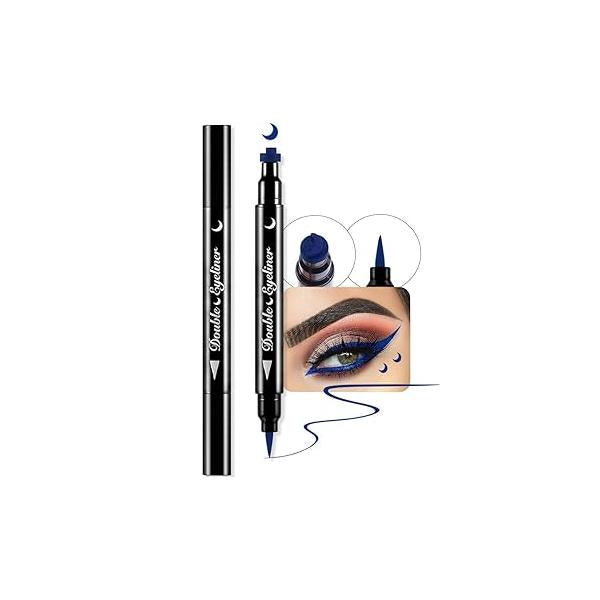 evpct 7Pcs Colored liquid Eye Liners Face Stamp Cosplay Gothic Makeup Set Kit for Beginners, Black Brown Purple Blue Red Pink Green Star Flowers Heart Moon Triangle Lightning Butterfly Stamps Eyeliner